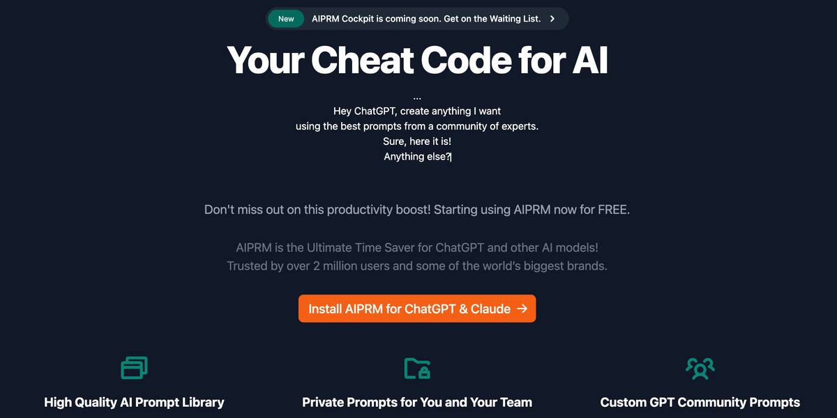 AIPRM: Elevating AI Productivity with a Smart Prompt Library Feature image